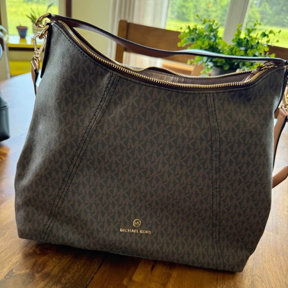 Michael Kors Dark Brown Monogram Shoulder Bag